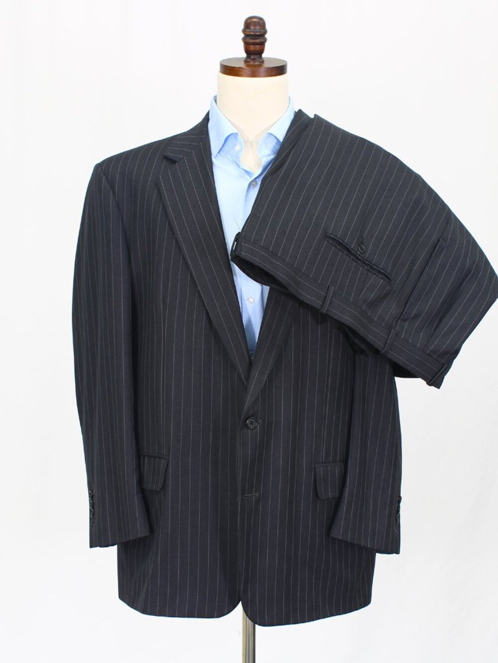 Bespoke 48R 42x33 Gray Full Suit 2-Button Stripe R843
